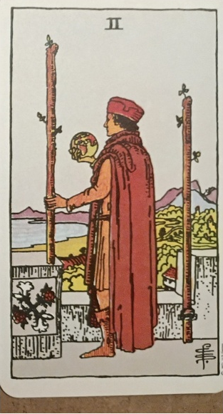 Rider Waite Two of Wands card