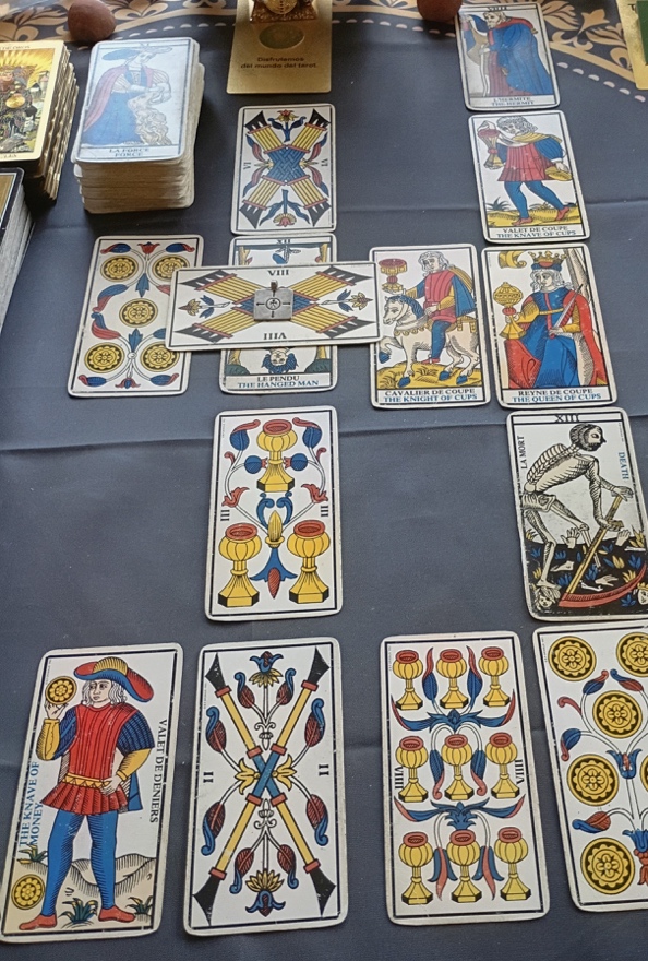 Original photograph of the second October Tarot spread from the supplied mapping